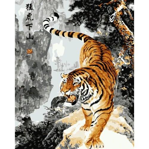 Tiger Lion Leapord DIY Painting By Numbers Animal Landscape Wall Art Picture Canvas By Numbers Diy Gift For Home Decoration