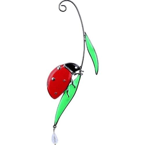 Ladybug Suncatcher Stained Glass Window Hangings DIY Family Office Car Decoration For Garden Accessories Home Decor