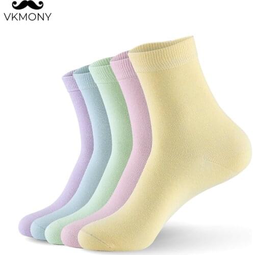 Women cotton socks 6pairs/lot women solid color socks brand socks 6 colors size US 6.0-11.0 EU 36-42 VKMONY