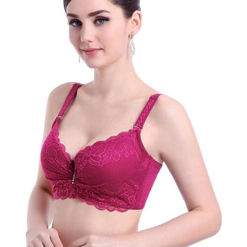 Women 3/4 Cup Deep V Lace Lady Push Up Bra Black Bras For Women Sexy Lingerie Large Cup Sujetador Sutia Big Size