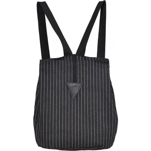 Womens Origional Stripes Denim Backpack Small Triangle Decoration Simple Casual Wind Backpack