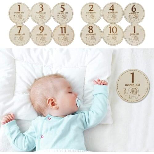 1 Set Baby Monthly Milestone Wooden Card Infants Newborn Growth Album Photography Props Kids Newborn Shower Gifts