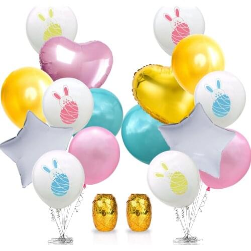 1 Set Cartoon Rabbit Heart Star Round Latex Foil Balloon Set Childrens Day Easter Day Birthday Party Home Decor Ballons