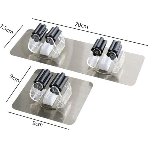 1pc Self-adhesive Multi-Function Hooks Wall Mounted Mop Organizer Holder Broom Hanger Hook Kitchen Bathroom Strong Hooks