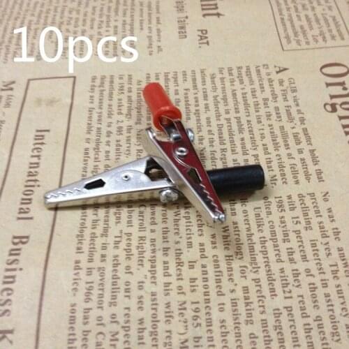 10pcs Insulated Crocodile Clips Spring-loaded Serrated Claws Clips With PVC Insulated Shockproof Handle For Testing Or Welding