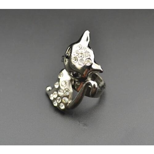 6pcs New Fashion leuke kat zwart cat eye ring, plating gun vrouw liefde meest Free shipping