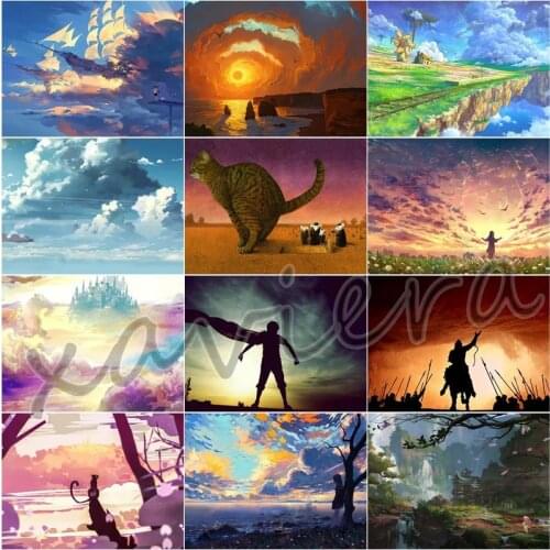 Xaviera Landscape Diamond Painting Full Square Drill Abstract Sky 5D Diy Mosaic Embroidery Cross Stitch Kit Rhinestone Picture