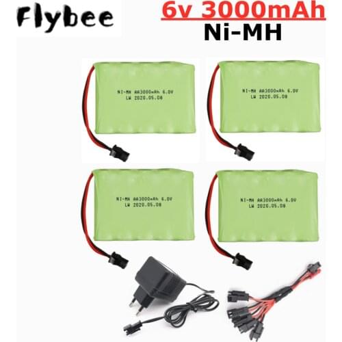6v 3000mAh NIMH Battery Pack and Charger For RC Toys Cars Boats Robots Tanks Gun AA 2400mAh 6v Rechargeable Battery Pack SM Plug