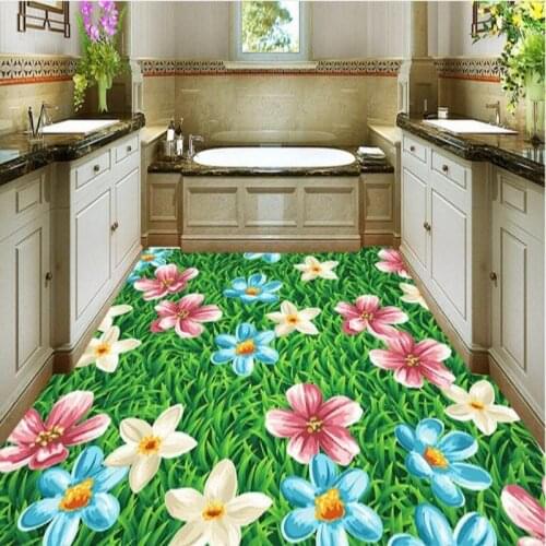 Beibehang Large custom flooring stickers vector meadow flower bathroom floor home floor decoration painting