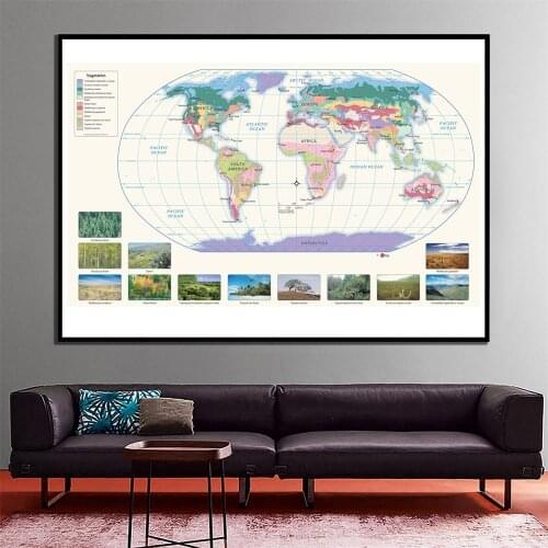 60x90cm Fine Canvas Spray Painting The World Decor Map For Living Room Office Wall Art Decor Painting