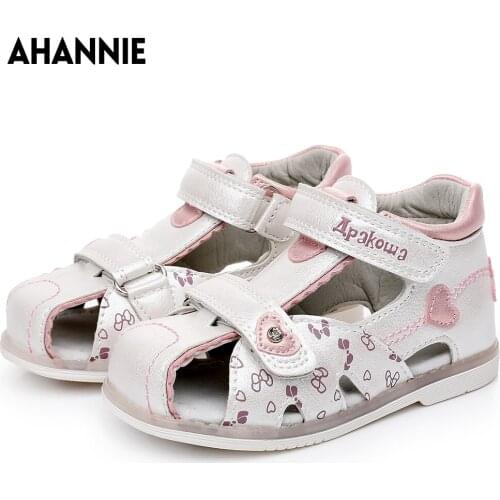 Ahannie Kids Girls Double Adjustable Strap Closed-Toe Orthopedic Sandals Summer Shoes With Arch support for Children