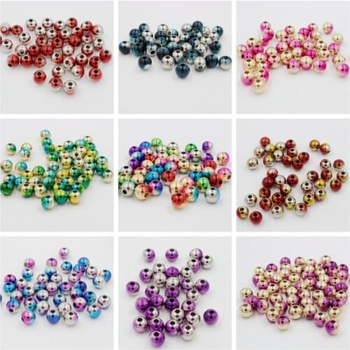 DIY Jewelry Accessory 8MM 130Pcs/Lot Rainbow With Gold/Silver Acrylic Beads Plastic Imitation Pearl Round Bracelet Department