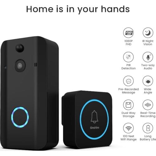Simshine WIFI Doorbell Smart Home Wireless Phone AI Door Bell Camera Security Video Intercom 1080P HD Night Vision For Apartment