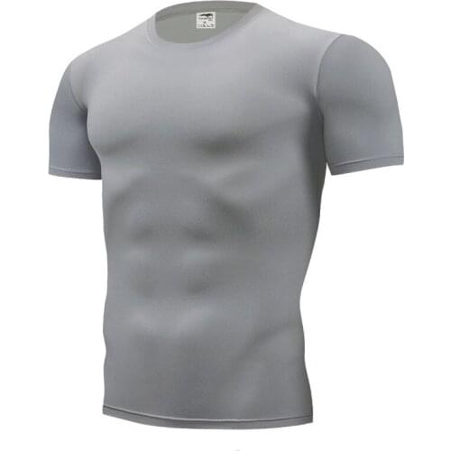 Fashion Pure Color T-Shirt Men Short Sleeve Compression Tight Tshirts Shirt S- 3XL Summer Clothes Free Transportation