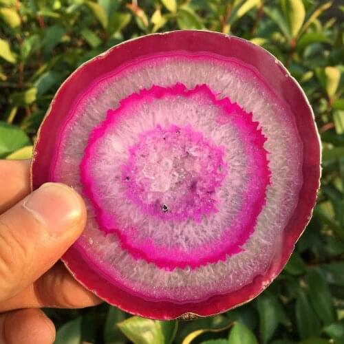 1pcs Natural agate polishing insulated coasters crystal plate agate coasters gilt lace mineral decoration