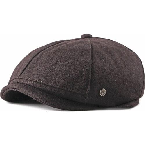 Fibonacci 2020 New Solid Newsboy Cap for Men Women Herringbone 8 Panel Apple Caps Cabbies Hat Woolen Headpiece Beret Hats