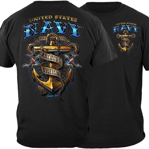 US NAVY Classic Anchor Vintage Tattoo T-Shirt. Summer Cotton O-Neck Short Sleeve Mens T Shirt New S-3XL