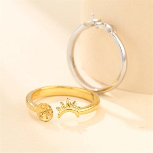 Ring Blank for 6mm-8mm Round Beads or Pearls Gold Plated 925 Silver Ring Setting Adjustable Ring Base SR0087