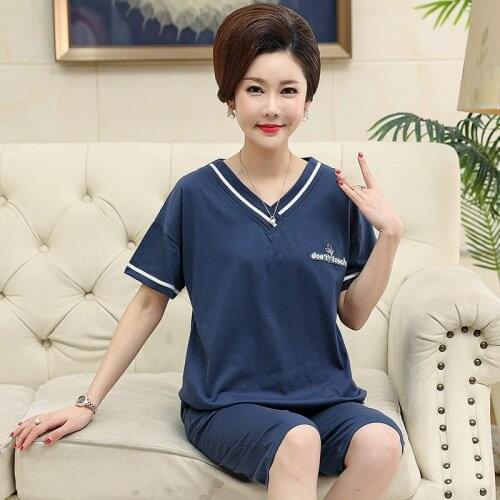 High Quality 100% Cotton Pajamas Sets for Women 2020 Summer Short Sleeve Pyjama Female Homewear Loungewear Womens Home Clothes