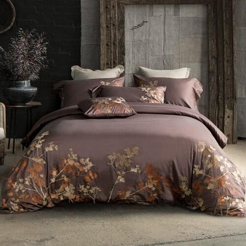 4pc 80S Luxury Tribute Silk Cotton Embroidery Luxury Bedding set Noble Palace Royal Bed set King Queen Duvet cover Bed sheet set