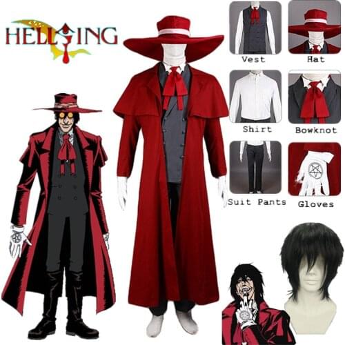 Vampire Hunter Cosplay HELLSING Alucard cosplay Costumes Cool Man Suit&High Cotton Content Long Coat Best Outfits Cos full set