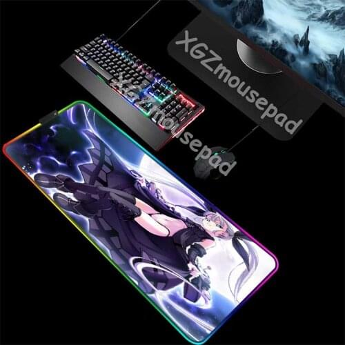XGZ Anime Moonlight Fairy Demon Custom Large RGB Mouse Pad Black Lock Edge Computer Desk Mat Speed Natural Rubber Non-slip Xxl