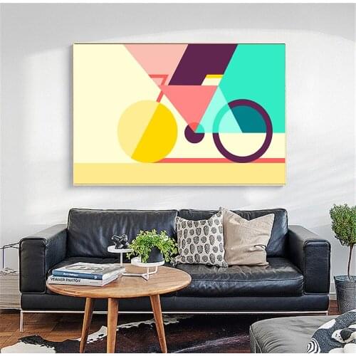 Creative Nordic Bike Poster Abstract Canvas Painting Art Geometric Bicycle Cuadros Wall Pictures Modern Home Decor Living Room