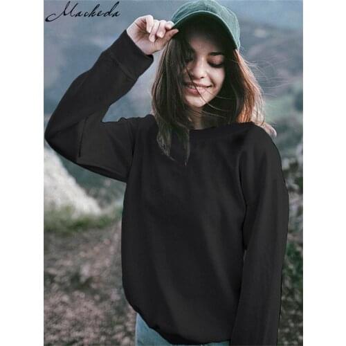 Macheda Autumn Winter Warm Fashion Sweatshirts Women Long Seelve O Neck Clothing Lady Street Casual Solid Pullovers 2020 New