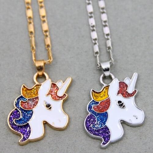 Fashion Heart-shaped Unicorn Pendant Necklace Best Friends Kawaii Cute Necklace Golden Chain Choker For Women Girls Gifts