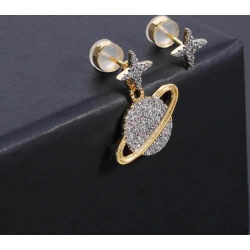 Fashion Asymmetrical Planet Stud Earrings Women Jewelry