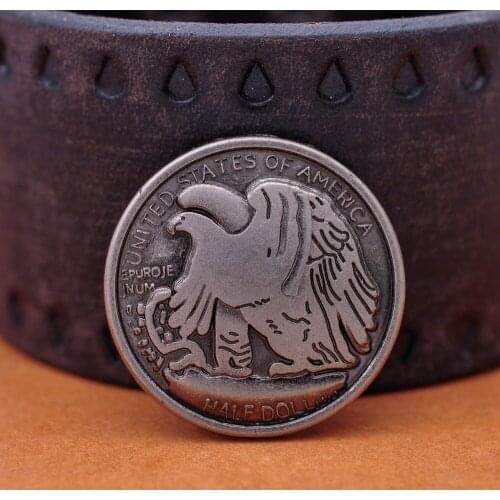 10X 30MM Western Americian Half Dallor Coin Leathercraft Conchos Set Rivet back