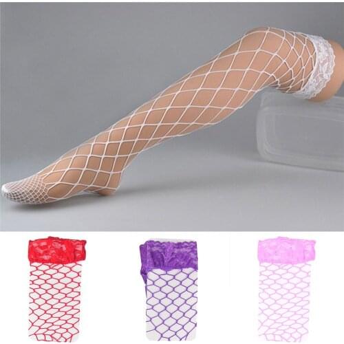 New Fashion Lace Topped Thigh High Sheer Fishnet Stockings Women Sexy Stockings Womens Female Long Knee Sock