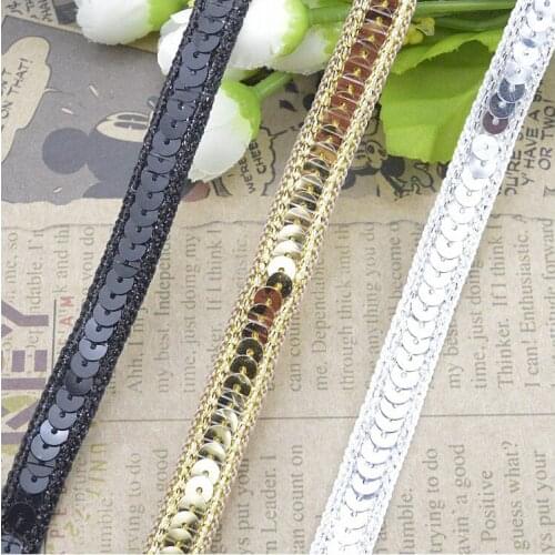 New 50M/lot 3 Color Hook Lace Mesh Trim With Sequin For Garment Accessories Decoration Sew On Guipure Lace Fabric,Free Shipping