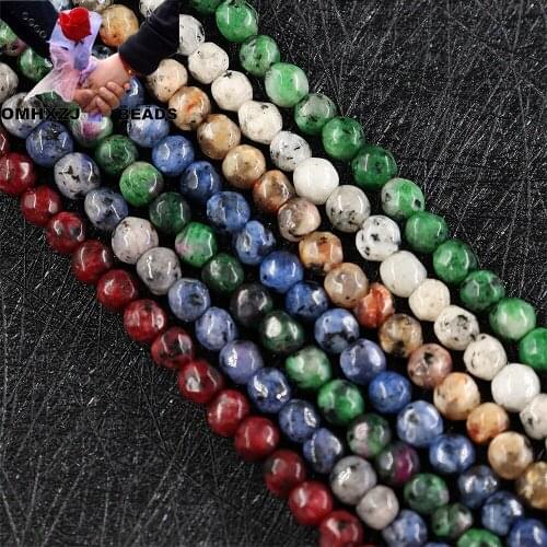 OMH Z95 4mm Polished Jewelry DIY Making Bracelet Necklace Gift Round Faceted Granite Treasure Natural Stone Loose Spacer Beads