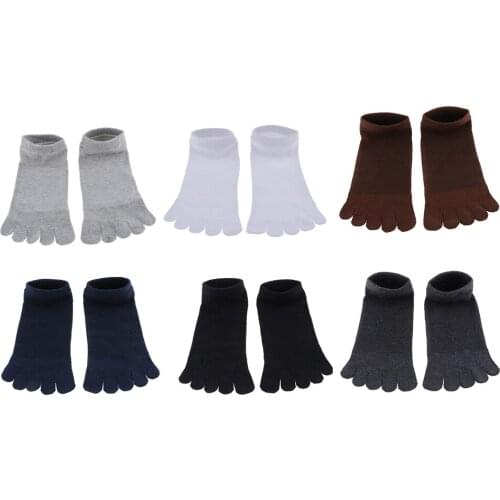 Pair Men Mesh Sports Running Five Finger Toe Socks Casual Cotton Solid Socks