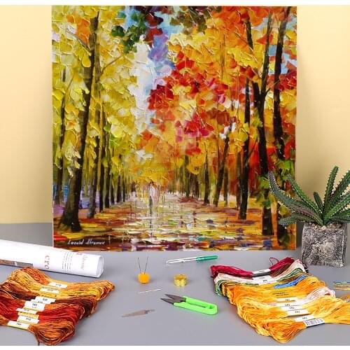 Beautiful Day Printed Fabric 11CT Cross-Stitch Set Embroidery DMC Threads Knitting Hobby Handicraft Painting Floss Jewelry