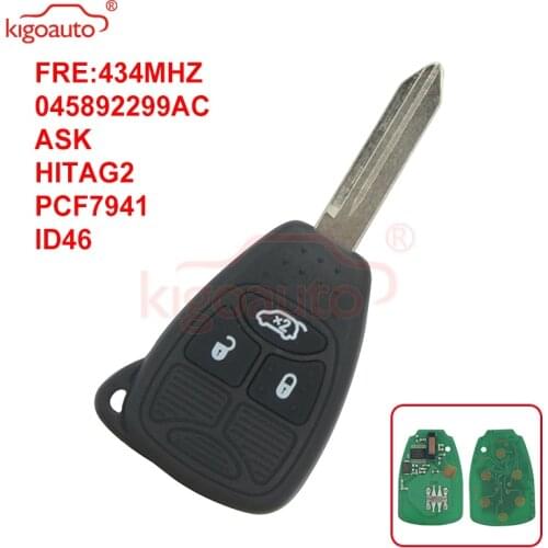 Kigoauto Remote head key 3 button 434Mhz 045892299AC for Chrysler Dodge 300C Calibre Nitro Voyager