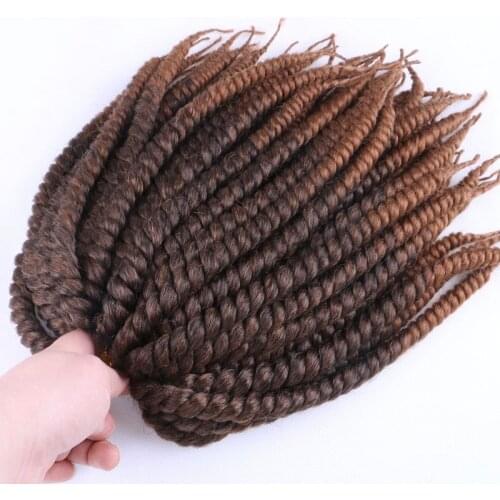 Luxury For Braiding 12" 12strands/pack 4packs/lot Ombre Brown Crochet Braids Mambo Twist Synthetic Hair Extensions