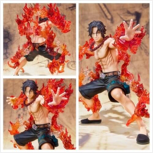 One piece movable doll zero type Portgas D Ace Battle Ver.Fleam PVC movable doll model toy with original box childrens gift 14cm