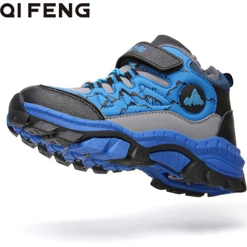 Sports Hiking Shoes Boy Anti-Skid Claw Trekking Shoes Winter Kids Climbing Footwear Waterproof Children Shoes Autumn Sneakers