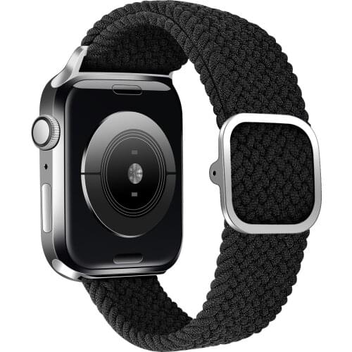 Sport Nylon Elastic Loop Stainless Steel Square Buckle Bracelet For Apple Watch Band 38mm 40mm 42mm 44mm iWatch Series 3 4 5 6