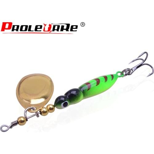 Proleurre 7cm 14g Luminous Wobblers Fishing 360 degree rotation Spoon Metal baits Hooks Wobbler Crankbait Fishing Tackle PR-407