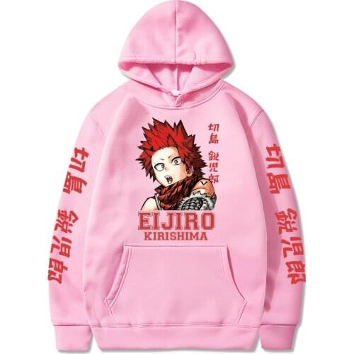 Anime My Hero Academia Eijiro Kirishima Rock Man Hoodies Men Women Japan Cartoon Fashion Long Sleeve Winter Casual Sweatshirt