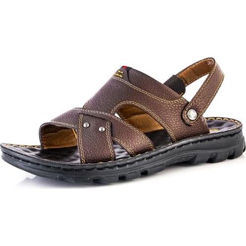 Outdoor dress walking geta em sandale slip big para leather genuine rubber men summer shoe mens comfort samool casual piel man