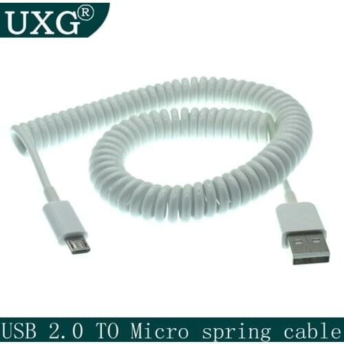 USB 2.0 to Micro USB Spring Data Cable Spiral Coiled 5 Pin Adaptor Digital USB Data Charging Cables Connector USB Charger Cable