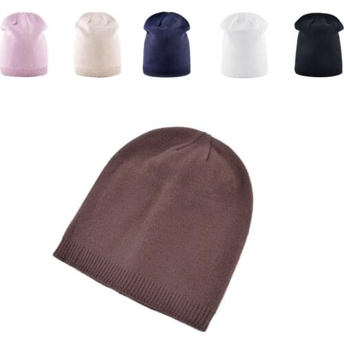 Womens Solid Color Wool Knit Beanie Hat Male Comfy Autumn and Winter Cotton Beanies Knitted Simple Stylish