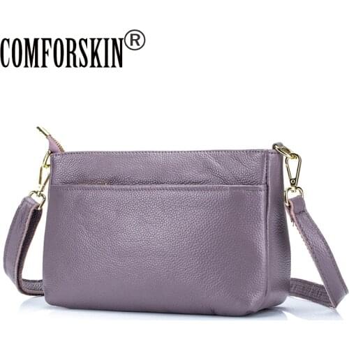 COMFORSKIN European and American Genuine Leather Luxurious Flap Bag Feminine Designer Single Strap Women Messenger Bags 4 Color
