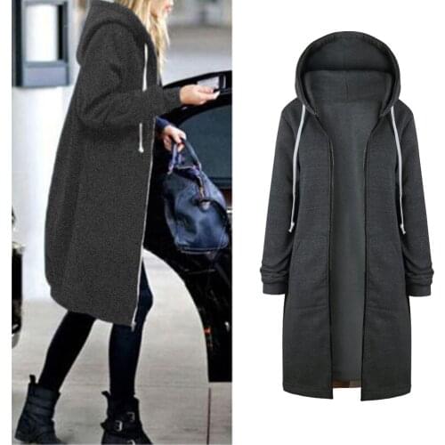 Women Warm Winter Fleece Jackets Hooded Parka Coat Overcoat Long Jackets Women Outwear Zipper Female Hood Sweat Outwear Oversize