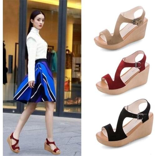 Womens shoes 2021 summer slope with sandals Korean version of the thick-soled high-heeled platform female platform sandals