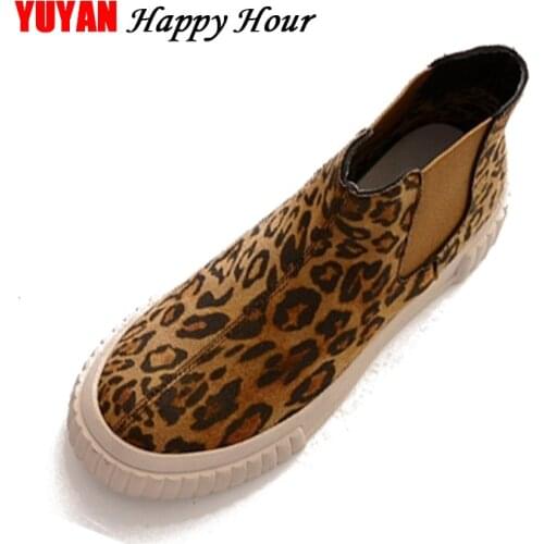 Fashion Winter Shoes Women Chelsea Boots Thick Sole Leopard Winter Shoes Warm Plush Womens Boots Woman Ankle Botas A362